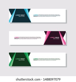 abstract modern collection of web banner template. Abstract geometric web design banner template isolated on dark grey background