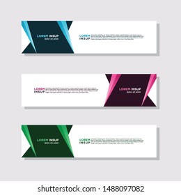 abstract modern collection of web banner template. Abstract geometric web design banner template isolated on dark grey background