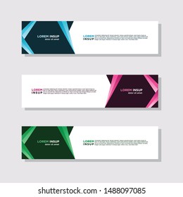 abstract modern collection of web banner template. Abstract geometric web design banner template isolated on dark grey background