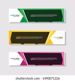 abstract modern collection of web banner template. Abstract geometric web design banner template isolated on dark grey background