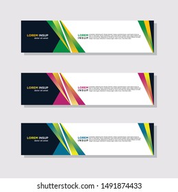 abstract modern collection of web banner template. Abstract geometric web design banner template isolated on dark grey background