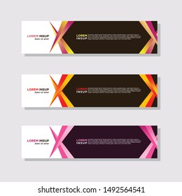 abstract modern collection of web banner template. Abstract geometric web design banner template isolated on dark grey background