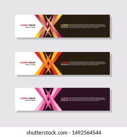 abstract modern collection of web banner template. Abstract geometric web design banner template isolated on dark grey background