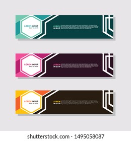 abstract modern collection of web banner template. Abstract geometric web design banner template isolated on dark grey background