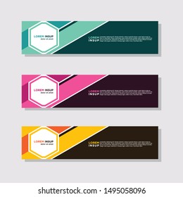 abstract modern collection of web banner template. Abstract geometric web design banner template isolated on dark grey background