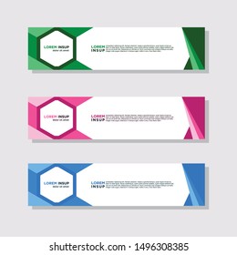 abstract modern collection of web banner template. Abstract geometric web design banner template isolated on dark grey background