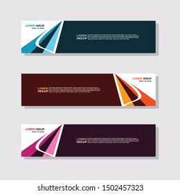 abstract modern collection of web banner template. Abstract geometric web design banner template isolated on dark grey background