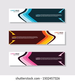 abstract modern collection of web banner template. Abstract geometric web design banner template isolated on dark grey background