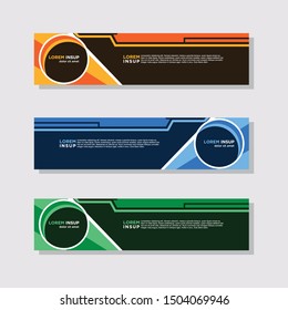 abstract modern collection of web banner template. Abstract geometric web design banner template isolated on dark grey background