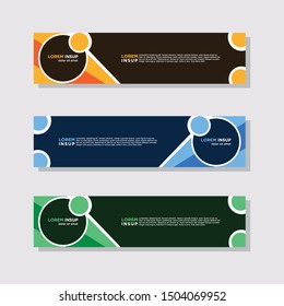 abstract modern collection of web banner template. Abstract geometric web design banner template isolated on dark grey background