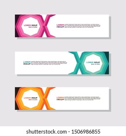 abstract modern collection of web banner template. Abstract geometric web design banner template isolated on dark grey background