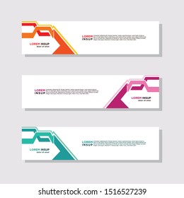 abstract modern collection of web banner template. Abstract geometric web design banner template isolated on dark grey background