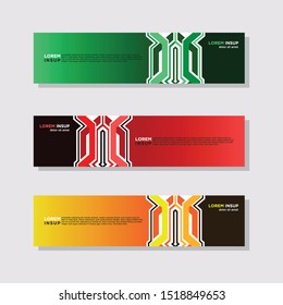 abstract modern collection of web banner template. Abstract geometric web design banner template isolated on dark grey background