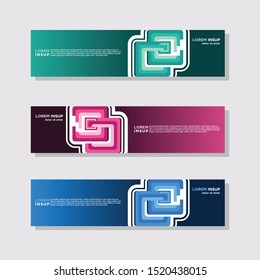 abstract modern collection of web banner template. Abstract geometric web design banner template isolated on dark grey background