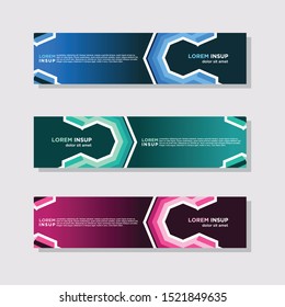 Abstract modern collection of web banner template. Abstract geometric web design banner template isolated on dark grey background EPS 10