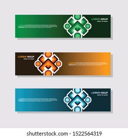 abstract modern collection of web banner template. Abstract geometric web design banner template isolated on dark grey background