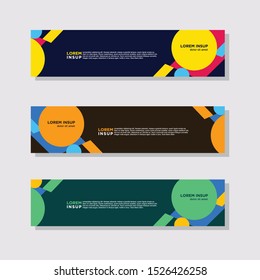 abstract modern collection of web banner template. Abstract geometric web design banner template isolated on dark grey background