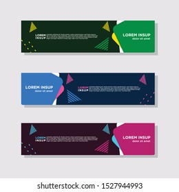 abstract modern collection of web banner template. Abstract geometric web design banner template isolated on dark grey background