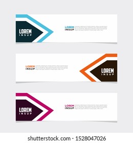 abstract modern collection of web banner template. Abstract geometric web design banner template isolated on dark grey background