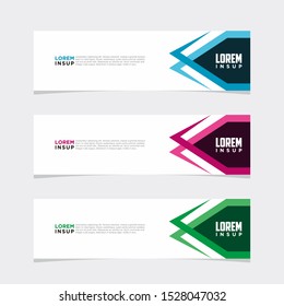 abstract modern collection of web banner template. Abstract geometric web design banner template isolated on dark grey background