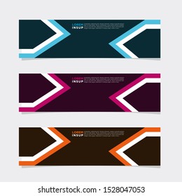 abstract modern collection of web banner template. Abstract geometric web design banner template isolated on dark grey background