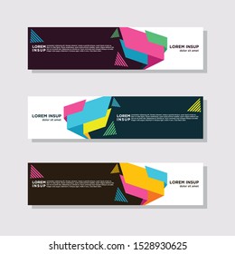 abstract modern collection of web banner template. Abstract geometric web design banner template isolated on dark grey background