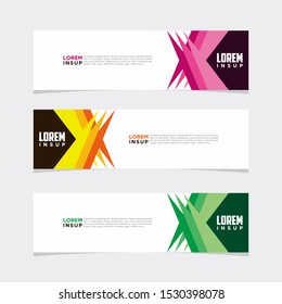 Abstract modern collection of web banner template. Abstract geometric web design banner template isolated on dark grey background