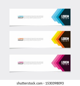 Abstract modern collection of web banner template. Abstract geometric web design banner template isolated on dark grey background