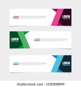 Abstract modern collection of web banner template. Abstract geometric web design banner template isolated on dark grey background