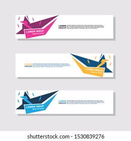 abstract modern collection of web banner template. Abstract geometric web design banner template isolated on dark grey background