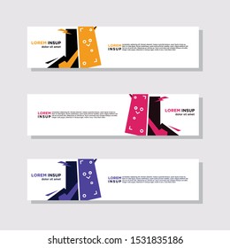 abstract modern collection of web banner template. Abstract geometric web design banner template isolated on dark grey background