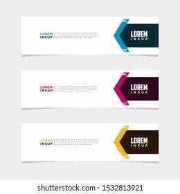Abstract modern collection of web banner template. Abstract geometric web design banner template isolated on dark grey background