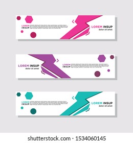 abstract modern collection of web banner template. Abstract geometric web design banner template isolated on dark grey background