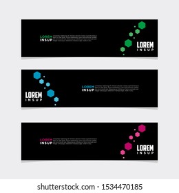 Abstract modern collection of web banner template. Abstract geometric web design banner template isolated on dark grey background