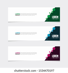 Abstract modern collection of web banner template. Abstract geometric web design banner template isolated on dark grey background