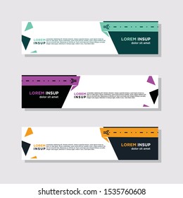 abstract modern collection of web banner template. Abstract geometric web design banner template isolated on dark grey background