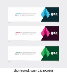 Abstract modern collection of web banner template. Abstract geometric web design banner template isolated on dark grey background