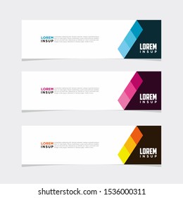 Abstract modern collection of web banner template. Abstract geometric web design banner template isolated on dark grey background
