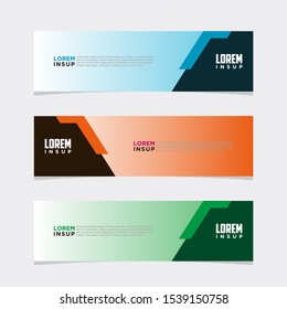 Abstract modern collection of web banner template. Abstract geometric web design banner template isolated on dark grey background