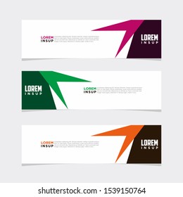 Abstract modern collection of web banner template. Abstract geometric web design banner template isolated on dark grey background