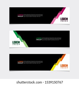 Abstract modern collection of web banner template. Abstract geometric web design banner template isolated on dark grey background