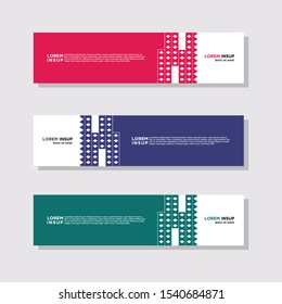 abstract modern collection of web banner template. Abstract geometric web design banner template isolated on dark grey background