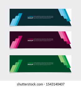 Abstract modern collection of web banner template. Abstract geometric web design banner template isolated on dark grey background