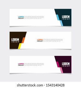 Abstract modern collection of web banner template. Abstract geometric web design banner template isolated on dark grey background