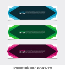 Abstract modern collection of web banner template. Abstract geometric web design banner template isolated on dark grey background