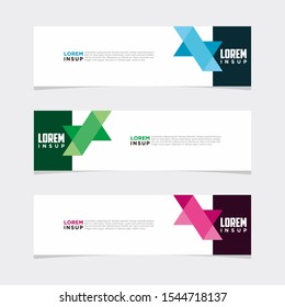 Abstract modern collection of web banner template. Abstract geometric web design banner template isolated on dark grey background