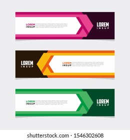 Abstract modern collection of web banner template. Abstract geometric web design banner template isolated on dark grey background