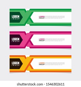 Abstract modern collection of web banner template. Abstract geometric web design banner template isolated on dark grey background