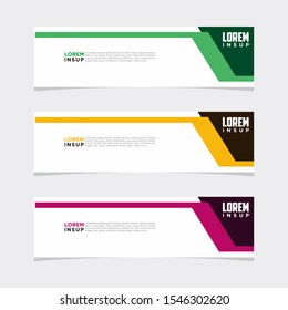 Abstract modern collection of web banner template. Abstract geometric web design banner template isolated on dark grey background
