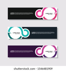 abstract modern collection of web banner template. Abstract geometric web design banner template isolated on dark grey background